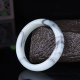 Natural Jade Bangle Bracelet Hand-Carved Charm Amulet Men Women
