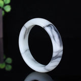 Natural Jade Bangle Bracelet Hand-Carved Charm Amulet Men Women
