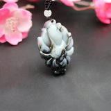 Natural Jade Nine-Tailed Fox Pendant Necklace Beads Chinese Hand-Carved Charm