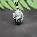 Natural Jade Nine-Tailed Fox Pendant Necklace Beads Chinese Hand-Carved Charm