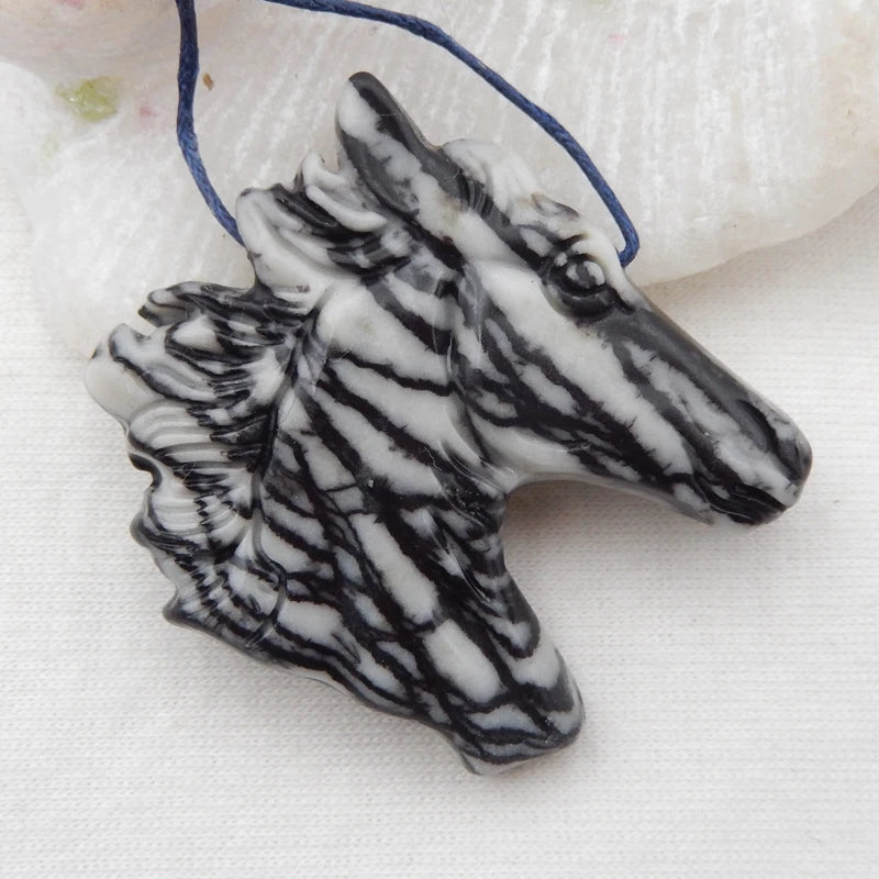 Natural Carved Horse Head Stone Charm Pendant Bead