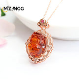 Amber PiXiu Necklace Lucky Amulet Healing Energy Jade Stone