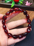 Blood Red Amber Oval Beads Bracelet 10x8mm Stretch Fashion Jewelry AAAAA