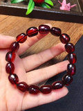 Blood Red Amber Oval Beads Bracelet 10x8mm Stretch Fashion Jewelry AAAAA