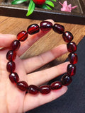 Blood Red Amber Oval Beads Bracelet 10x8mm Stretch Fashion Jewelry AAAAA