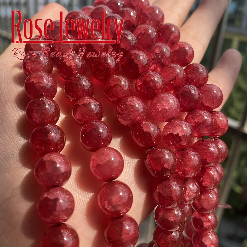 Red Dragon Veins Crystal Quartz Stone Beads for Jewelry Making 8-10mm