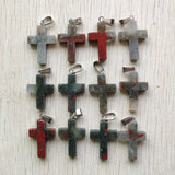 Natural Bloodstone Cross Pendants Charms for Jewelry Making Necklaces