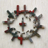 Natural Bloodstone Cross Pendants Charms for Jewelry Making Necklaces