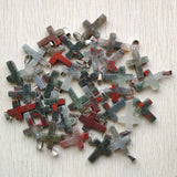 Natural Bloodstone Cross Pendants Charms for Jewelry Making Necklaces