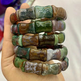 Natural Bloodstone/Heliotrope Stone Beads Bracelet Gemstone Jewelry Bangle