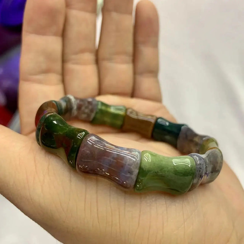 Natural Bloodstone/Heliotrope Stone Beads Bracelet Gemstone Jewelry Bangle