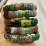 Natural Bloodstone/Heliotrope Stone Beads Bracelet Gemstone Jewelry Bangle