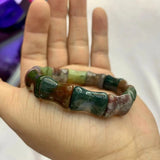 Natural Bloodstone/Heliotrope Stone Beads Bracelet Gemstone Jewelry Bangle