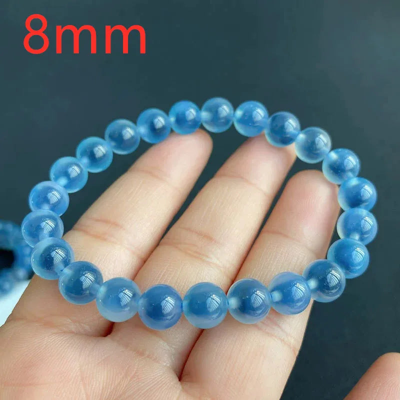 Natural Agate Bracelet Clear Round Beads 8mm 10mm 12mm Crystal AAAAA