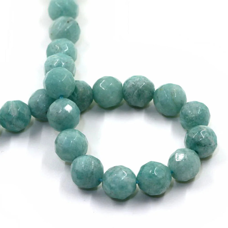 Natural Amazonite Stone Beads Round Sky Faceted Loose Top Beads 4/6/8/10mm