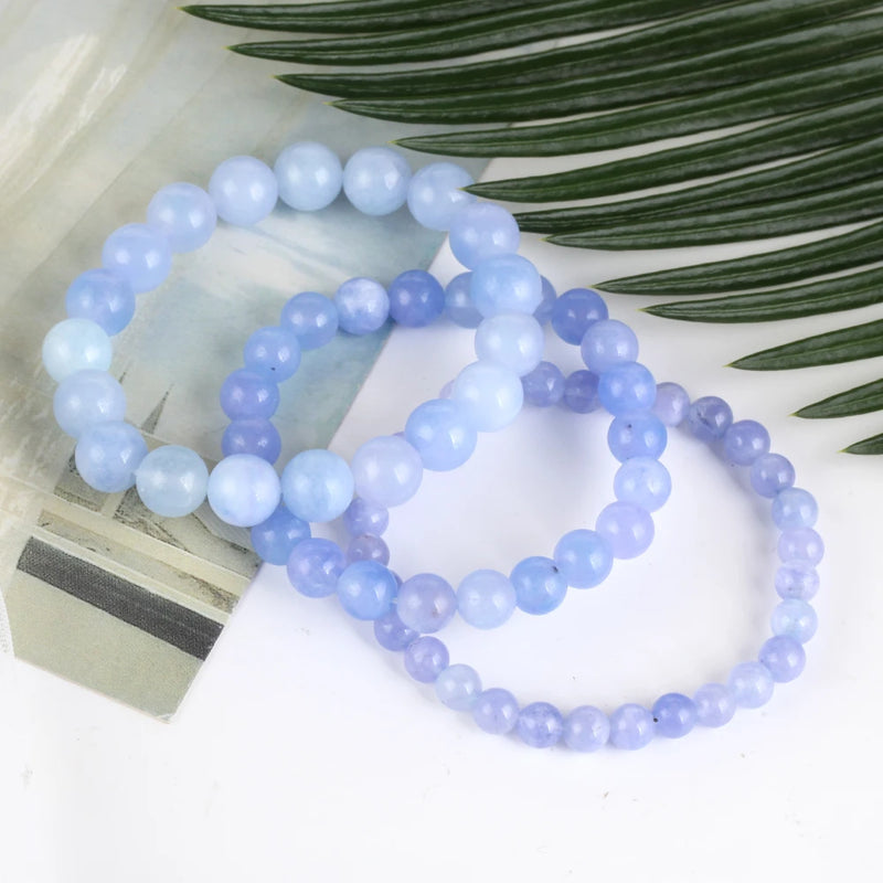 Angelite Jades Stone Bracelet Bead Jewelry for Men Women