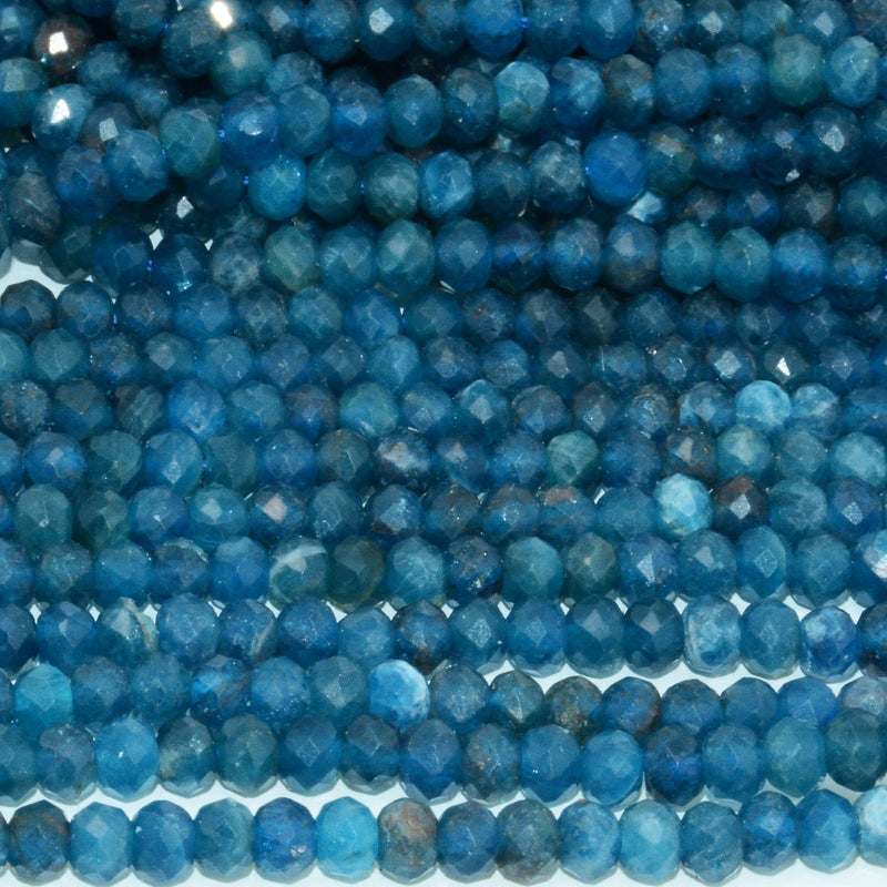 Natural Apatite Faceted Rondelle Beads 4.8mm - 3mm Thickness