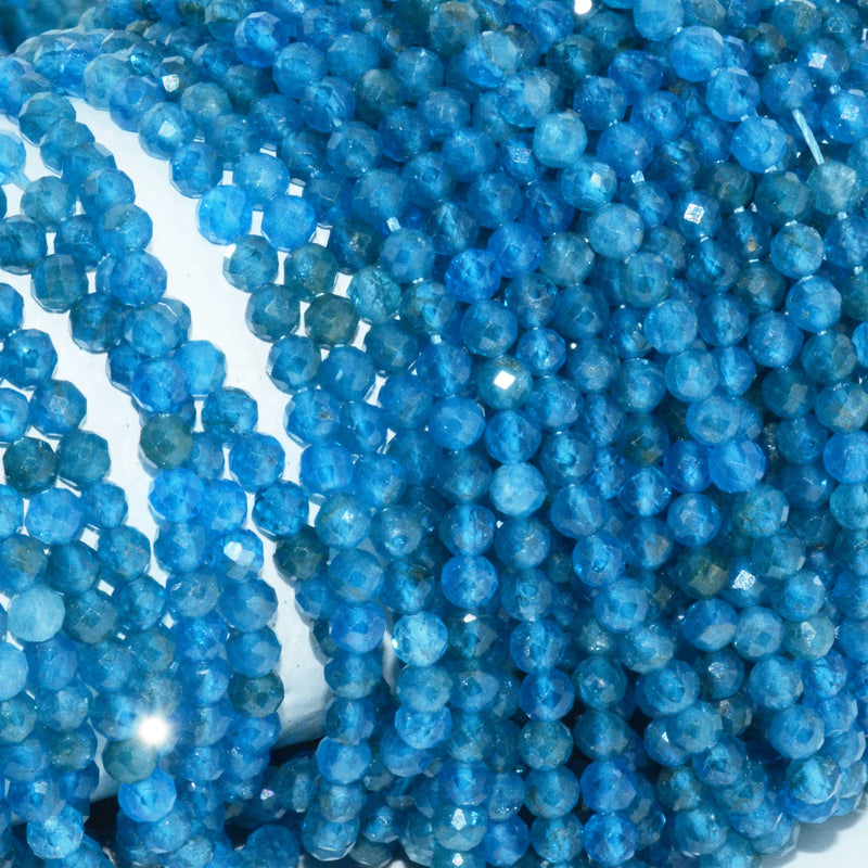 Natural Apatite Faceted Round Beads 4mm