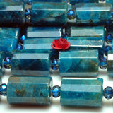 Natural Apatite Faceted Tube Loose Beads Gemstone Semi Precious Stones