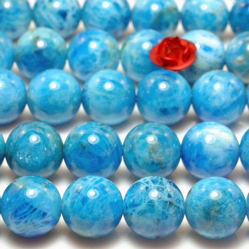Apatite Smooth Round Beads Gemstone Bracelet Necklace DIY Jewelry