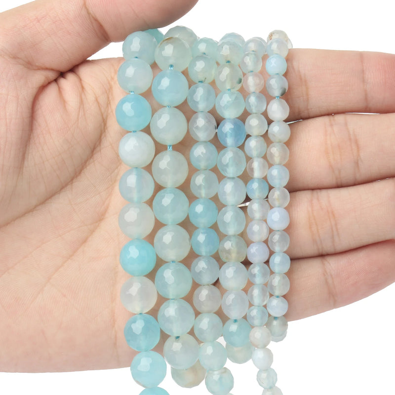 Aquamarine Agates Stone Beads for Jewelry Making DIY Bracelet Necklace 6/8/10MM