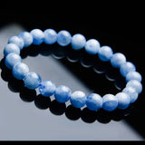 Natural Aquamarine Bracelet Men Women Round Beads Stone Aquamarine Stretch 7mm