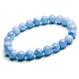 Natural Aquamarine Bracelet Men Women Round Beads Stone Aquamarine Stretch 7mm