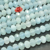 Natural Aquamarine Faceted Rondelle Loose Gemstones Jewelry Making