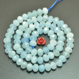 Natural Aquamarine Faceted Rondelle Loose Gemstones Jewelry Making
