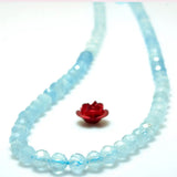 Natural Aquamarine Faceted Round Loose Beads Gemstone Bracelets Necklace DIY