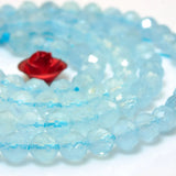 Natural Aquamarine Faceted Round Loose Beads Gemstone Bracelets Necklace DIY