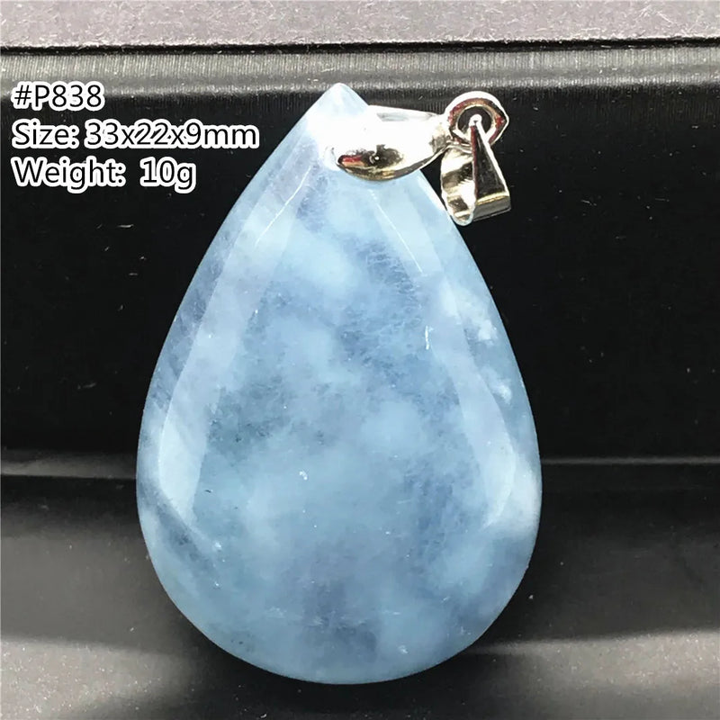 Natural Aquamarine Necklace Pendant Crystal Beauty Gemstone Silver Jewelry