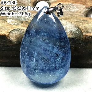 Natural Aquamarine Necklace Pendant for Women Men Luck Gift Crystal Beads