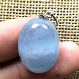 Aquamarine Necklace Pendant Jewelry Clear Crystal Oval Beads AAAAA
