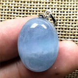 Aquamarine Necklace Pendant Jewelry Clear Crystal Oval Beads AAAAA