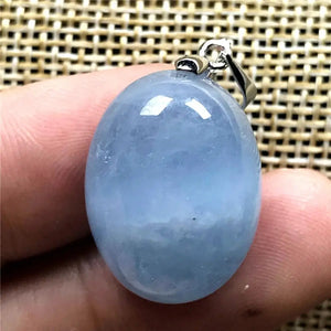 Aquamarine Necklace Pendant Jewelry Clear Crystal Oval Beads AAAAA