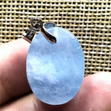 Aquamarine Necklace Pendant Jewelry Clear Crystal Oval Beads AAAAA