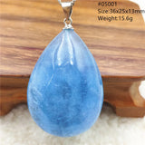 Natural Aquamarine Pendant Brazil Clear Beads Water Drop Necklace AAAAA