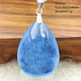 Natural Aquamarine Pendant Brazil Clear Beads Water Drop Necklace AAAAA