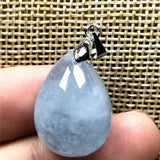 Natural Aquamarine Pendant Clear Crystal Silver 20x15x10mm Water Drop Stone