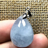 Natural Aquamarine Pendant Clear Crystal Silver 20x15x10mm Water Drop Stone
