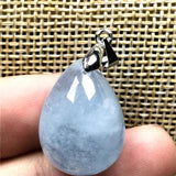 Natural Aquamarine Pendant Clear Crystal Silver 20x15x10mm Water Drop Stone