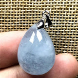 Natural Aquamarine Pendant Clear Crystal Silver 20x15x10mm Water Drop Stone
