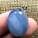Natural Aquamarine Pendant Clear Crystal Silver 20x15x8mm Oval Beads