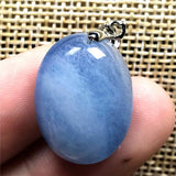 Natural Aquamarine Pendant Clear Crystal Silver 20x15x8mm Oval Beads