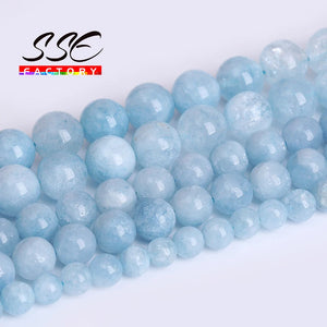 Natural Aquamarine Quartz Stone Beads 4-12mm