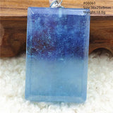 Natural Aquamarine Rectangle Pendant Necklace Bead Women Men AAAAA