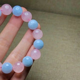 Aquamarine Rose Quartz Beads Bracelet AAAAA