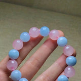 Aquamarine Rose Quartz Beads Bracelet AAAAA