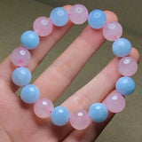 Aquamarine Rose Quartz Beads Bracelet AAAAA